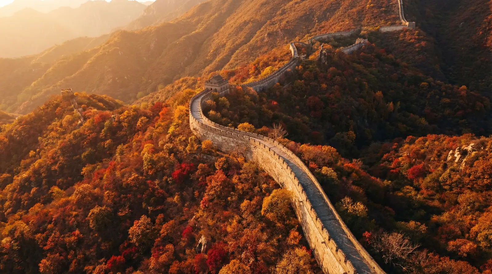 电影玉战士 秋日长城航拍全景